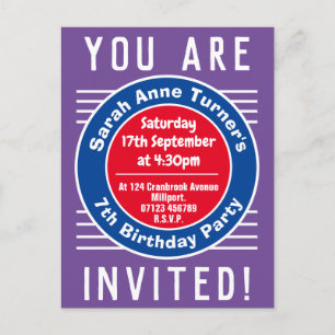 Child's 7th Birthday Party Invitation Postcard