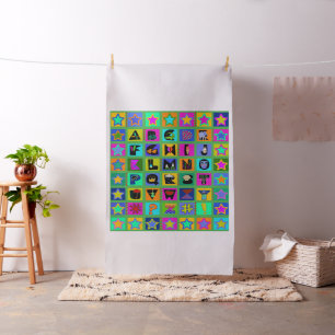 Child's Alphabet Quilt - Green background - 56x56  Fabric