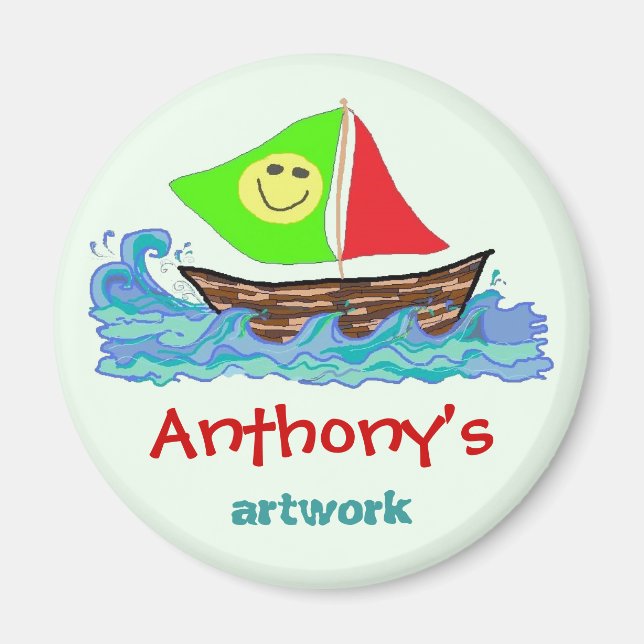 Child's Artwork Personalised Magnet (Front)