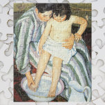 Child's Bath by Mary Cassatt Vintage Impressionism Jigsaw Puzzle<br><div class="desc">The Child's Bath (1893) by Mary Cassatt is a vintage impressionism fine art family portrait painting. A mother is washing her child's feet in a small bath tub or wash basin. About the artist: Mary Stevenson Cassatt (1844-1926) was an American Impressionist painter who often created images of the social and...</div>