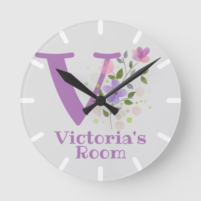 Childs Bedroom Clock with Name & Initial (Front)