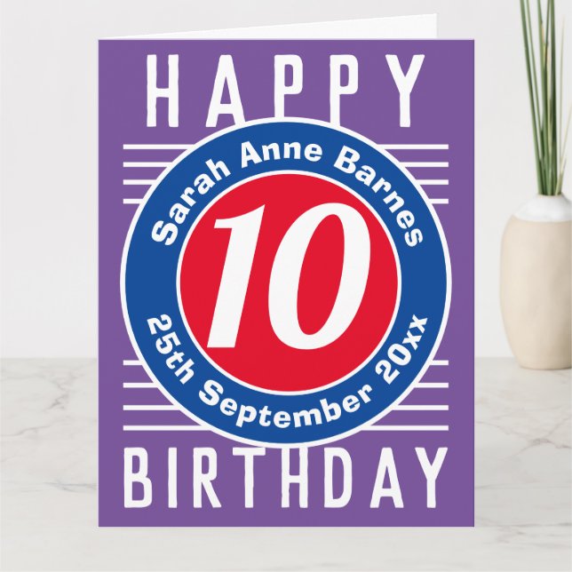 Child's Birthday Card with Age, Name, & Date (Front)