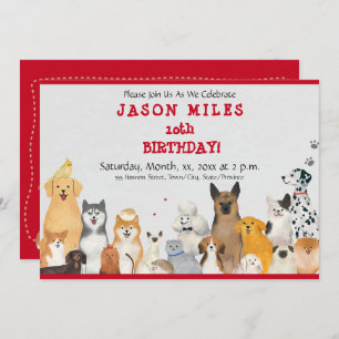 Child's Birthday Party Cute Dogs Invitation