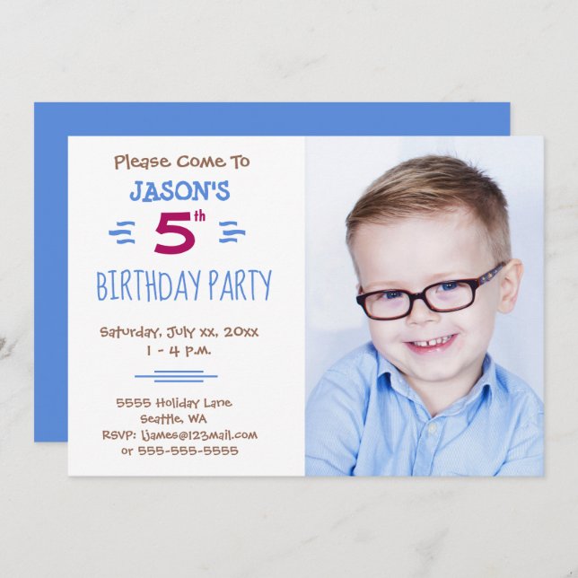 Child's Birthday Party Photo Invitation (Front/Back)