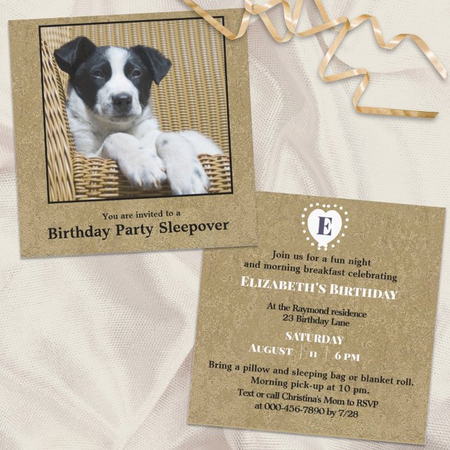 Child's Birthday Puppy Dog Custom Photo Sleepover Invitation (Creator Uploaded)