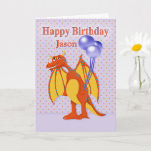 Child's Birthday with Cute Smiling Dragon Card