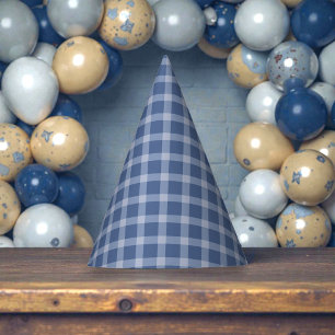 Child's Blue Gingham Birthday Party Hat