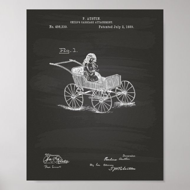 Child's Carriage 1889 Patent Art Chalkboard Poster (Front)