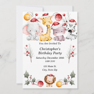 Child's Christmas Birthday Party Invitation