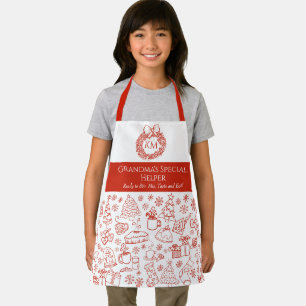 Child's Christmas Helper Personalised Doodle Apron