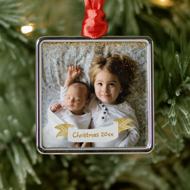 Childs Christmas Photo with Year Metal Tree Decoration (Tree)