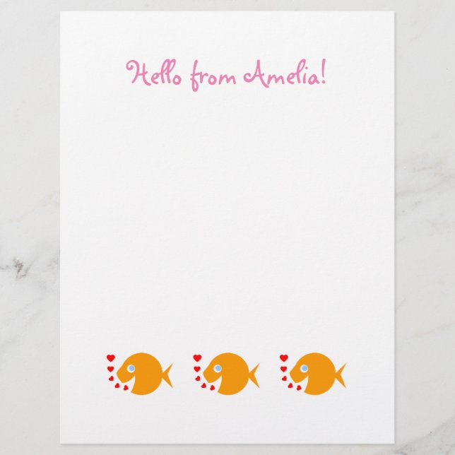 Child's Cute Happy Goldfish Cartoon Stationery (Front)
