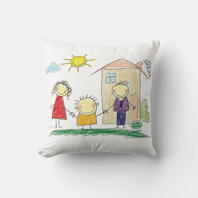 Child's drawing of your child. Personalized name Cushion (Front)