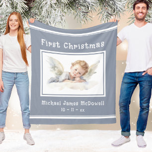 Child's First Christmas Baby Angel Fleece Blanket