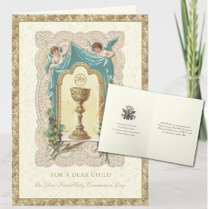 Child's First Holy Communion Angels Prayer Card