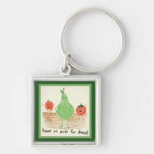 Child's Food Art, Green Key Ring