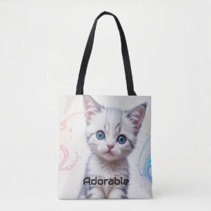 Child's Galaxy Blue Tinted Kitten, Tote Bag