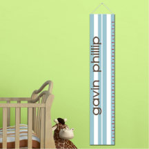 Child's Growth Charts - Sporty Blue Stripes