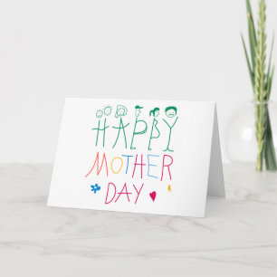 Childs Hand writing with Stick Figures Card