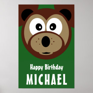 Child's Happy Birthday Cute Bear Poster