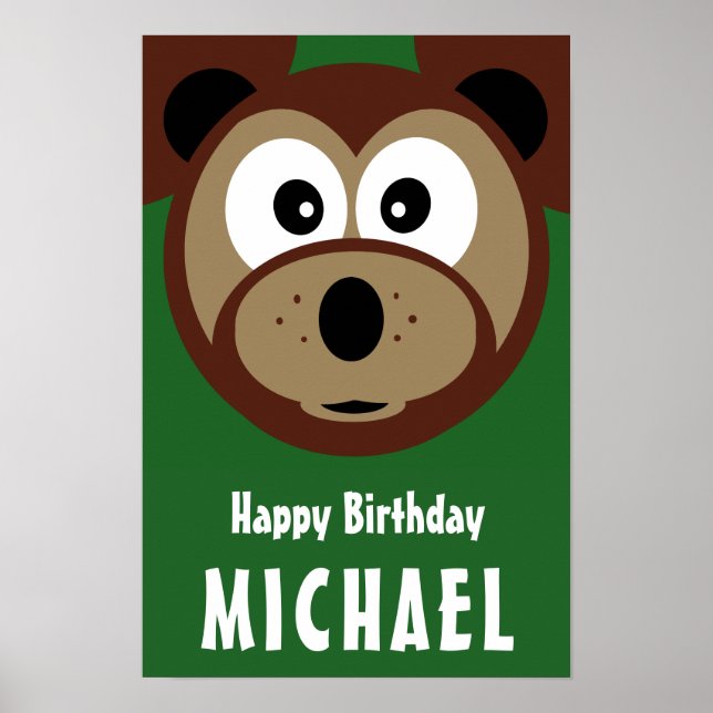 Child's Happy Birthday Cute Bear Poster (Front)