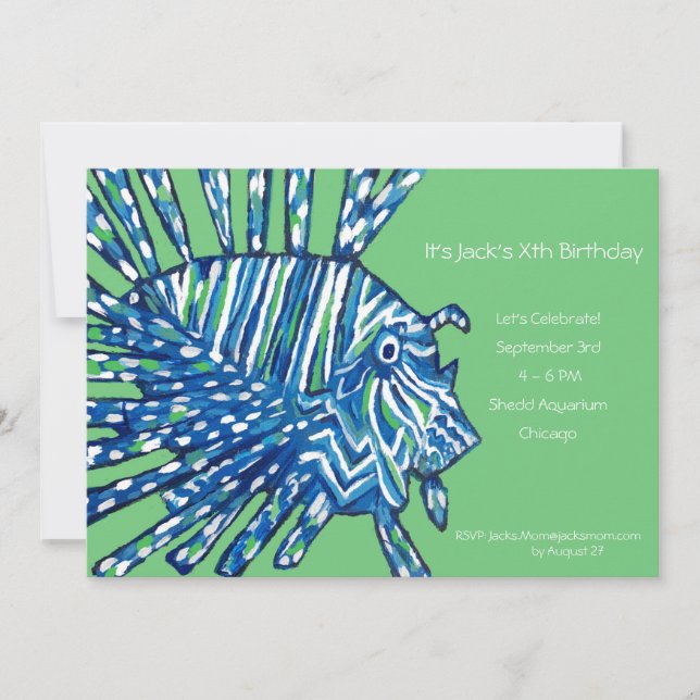 Child's Lion Fish Birthday Party Invitation (Front)