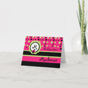 Child's Monogram Ladybug Thank You Card