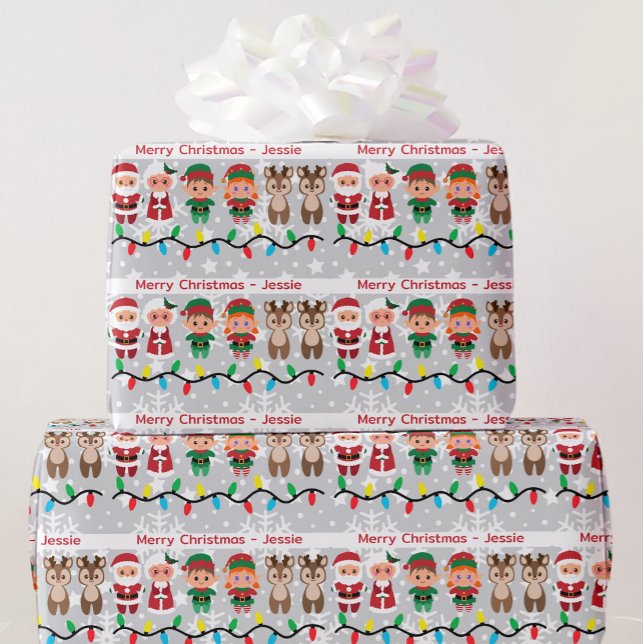 Child's Name Easy Read Santa Claus Cute Christmas Wrapping Paper (Creator Uploaded)