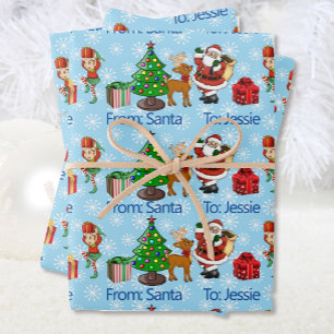 Child's Name From Santa Claus Personalise Wrapping Paper Sheet