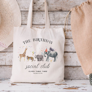 Childs Name Party Animal   Birthday Favor  Tote Bag