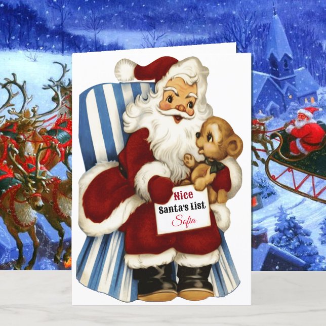 Child's Name Santa's Nice List Christmas Holiday Card (Creator Uploaded)