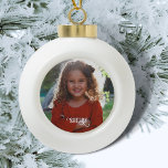 Child's Photo and Decorative Name Ceramic Ball Christmas Ornament<br><div class="desc">Add a personalised photo ornament to the Christmas tree this year with this ceramic ball ornament!  Easy to customise,  just upload your child's photo and name for a beautiful addition to your holiday decor or the sweetest gift for grandparents!</div>