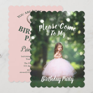 Child's Photo Birthday Party Invitation - Pink