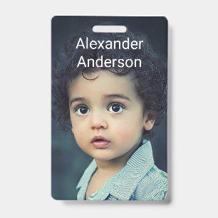 Child's Photo Name Tag Personalise Badge ID Badge