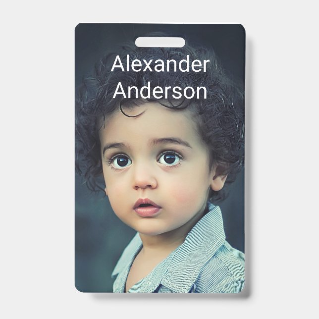 Child's Photo Name Tag Personalise Badge ID Badge (Front)