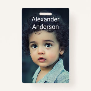 Child's Photo Name Tag Personalise Badge ID Badge
