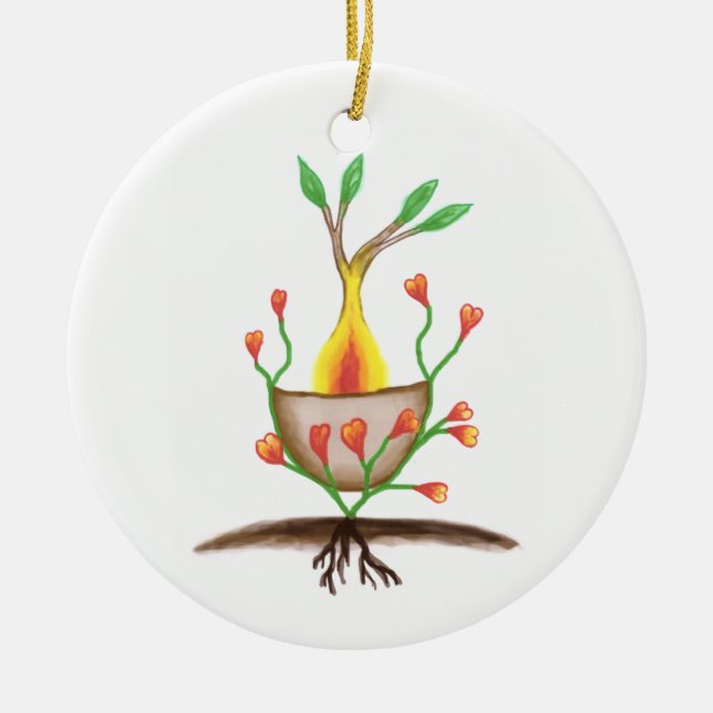 Child's Plant Art Ceramic Tree Decoration (Front)