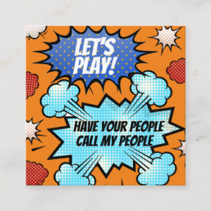 Childs Playdate Comics Square Business Card