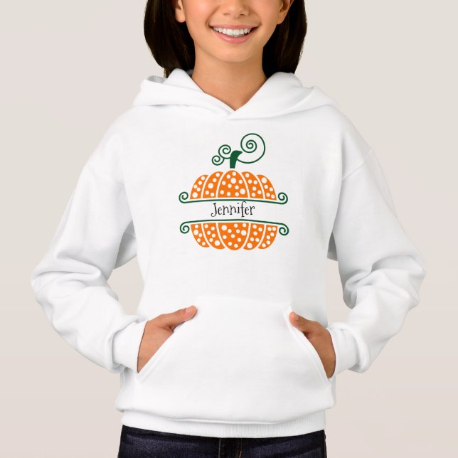 Child's Pullover Hoodie, Editable Name and Pumpkin (Front)