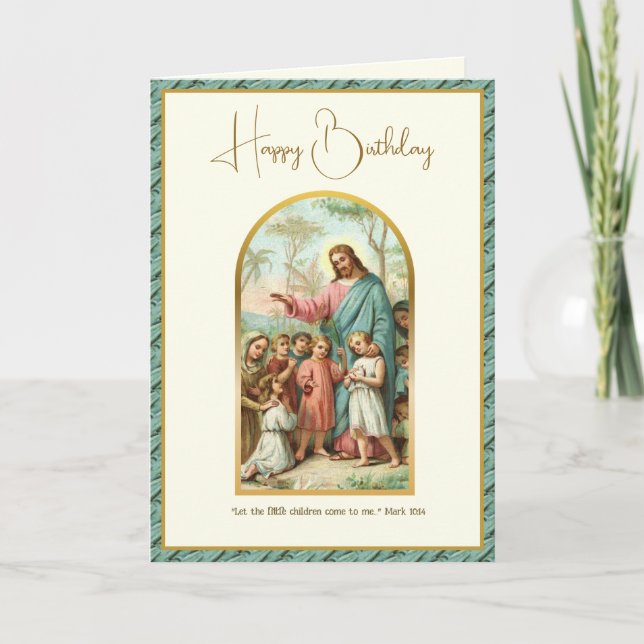 Child's Religious Birthday Jesus Scripture  Card (Front)