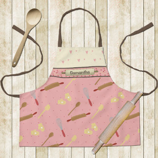 Child's Rolling Pins on Pink Baking  Apron