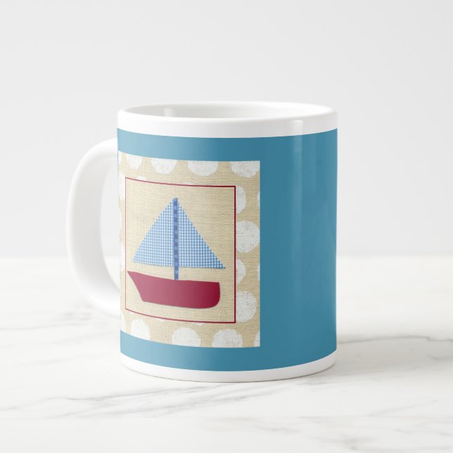 Child's Sailboat by Chariklia Zarris Large Coffee Mug (Front Left)