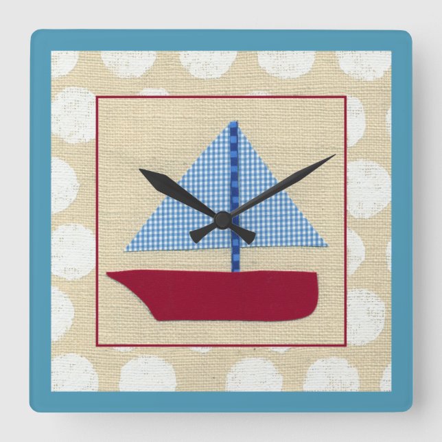 Child's Sailboat by Chariklia Zarris Square Wall Clock (Front)