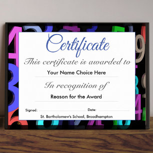 Child's School Certificate or Award Poster