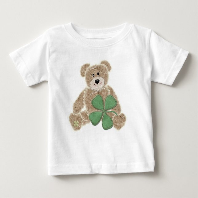 Childs shamrock teddy bear St. Patricks day tee (Front)
