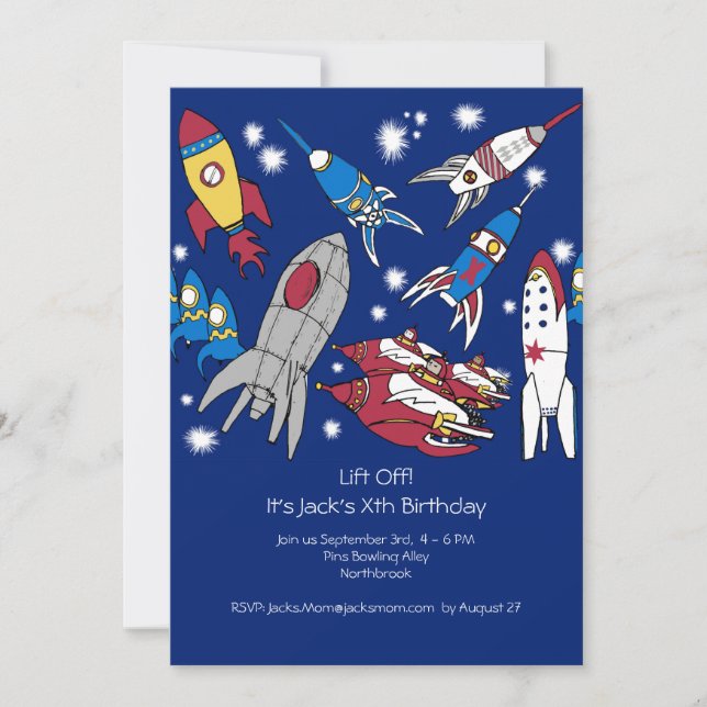 Child's Space Inspired Birthday Party Invitation (Front)