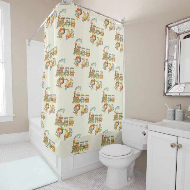 Childs Train and Bird Shower Curtain (In Situ)