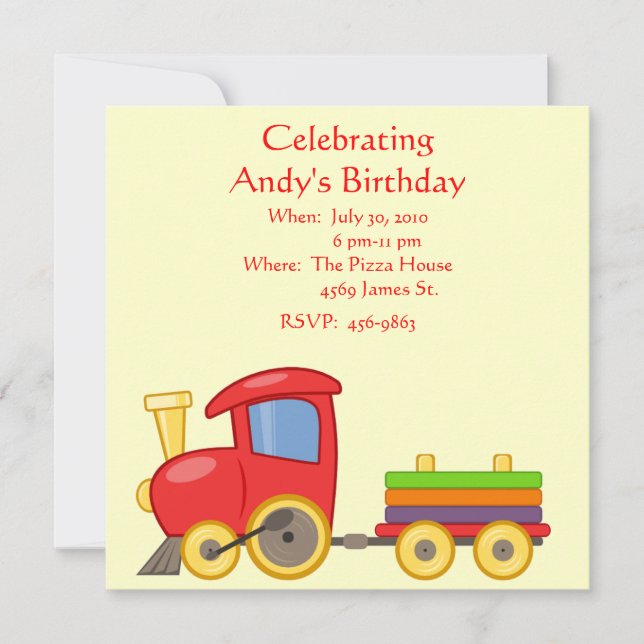 Child's Train Birthday Invitation (Front)