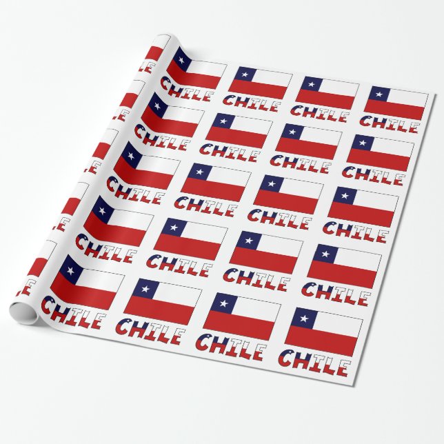 Chile and Chilean Flag Wrapping Paper (Unrolled)