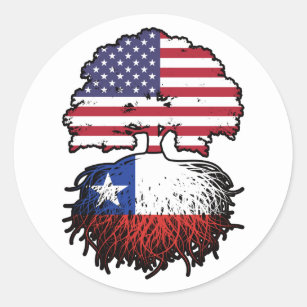 Chile Chilean American USA Tree Roots Flag Classic Round Sticker
